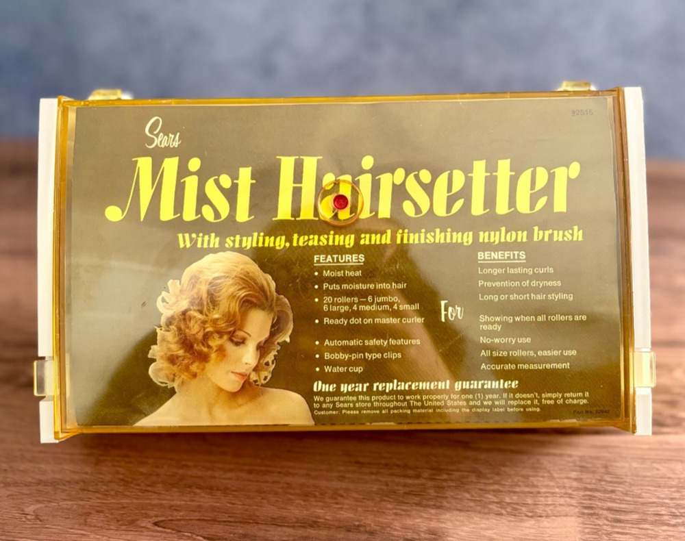 Vintage Hot Hair Rollers Sears Mist Hairsetter 20 Yellow Case 1970s Complete Set